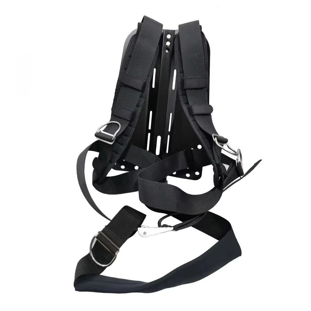 Technical Diving Aluminum Backplate with Harness System and Crotch Strap Scuba Diving Harness and Backplate System Oasis Select Black