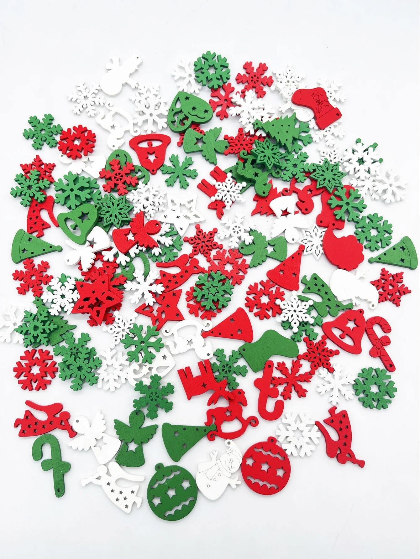 30 Pcs Christmas Wooden Ornaments – Santa, Snowflake & Tree DIY