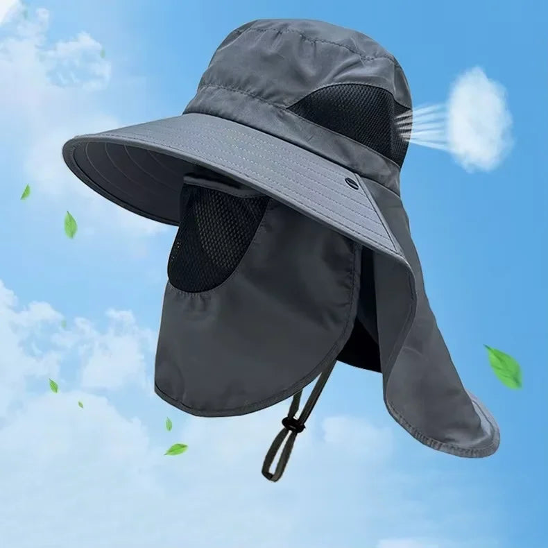 Summer Sun Hats UV Protection Outdoor Hunting Fishing Cap For Men Women Hiking Camping Visor Bucket Hat Neck Flap Fisherman Hat Oasis Select