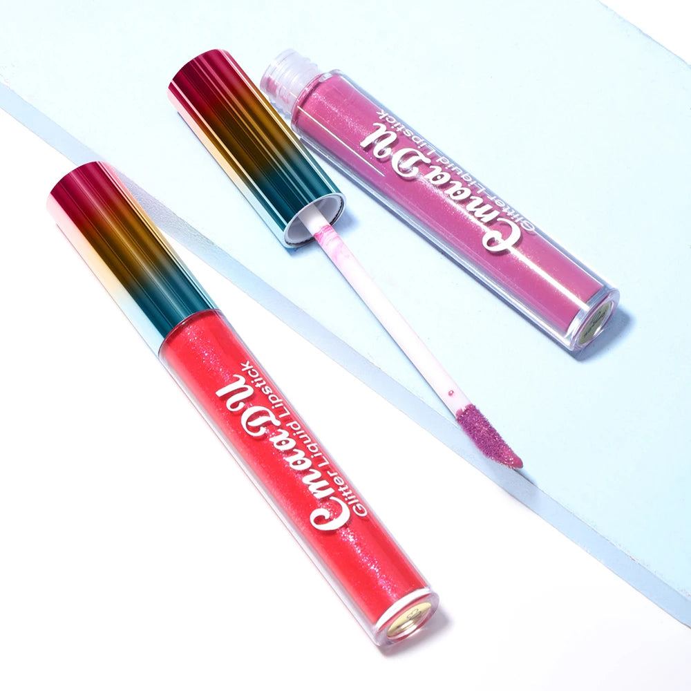 Pearlescent Shimmer Lip Gloss Lipstick Glitter Plumping Waterproof High Shine Lightweight Coral Metallic Y2K Daily Party Makeup Oasis Select