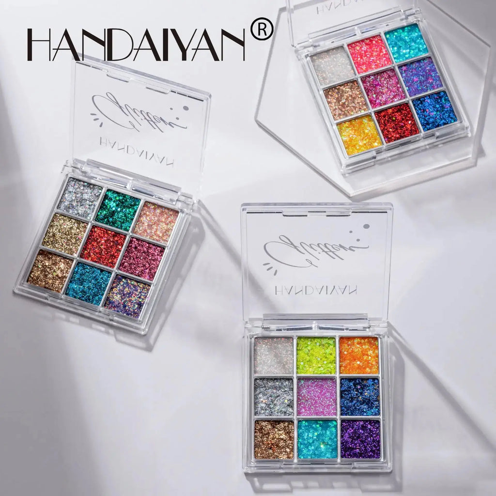 Handaiyan 9-Color Glitter Eyeshadow Palette – Shimmer Party Makeup Glitter Eyeshadow Palette Oasis Select