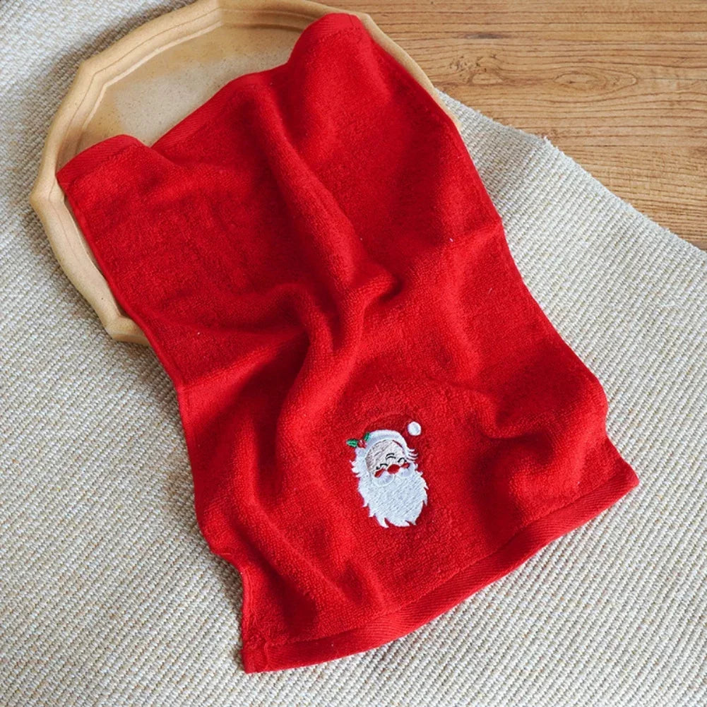 Soft Cotton Towels Merry Christmas Santa Claus Hand Towels 32x45cm Absorbent Hand Bath Towels for Home Hotel Bathroom Oasis Select red 32X45cm