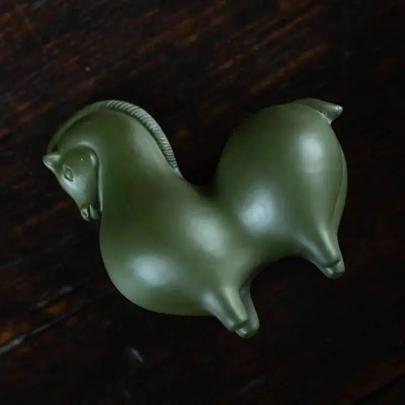 Purple Clay Tea Pet Horse Ornament Creative Tea Ceremony Green Clay Zodiac Tang Horse Tea Set Table Accessories Green Horse Oasis Select