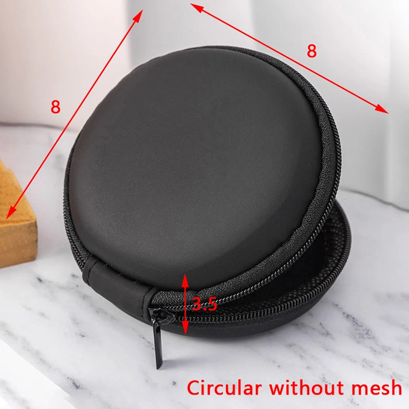 Artificial Leather Earphone Charger Case Data Cable U Disk Organizer Portable Mini 3C Hard Shell Digital Gadgets Storage Bag Oasis Select 8x8x3.5