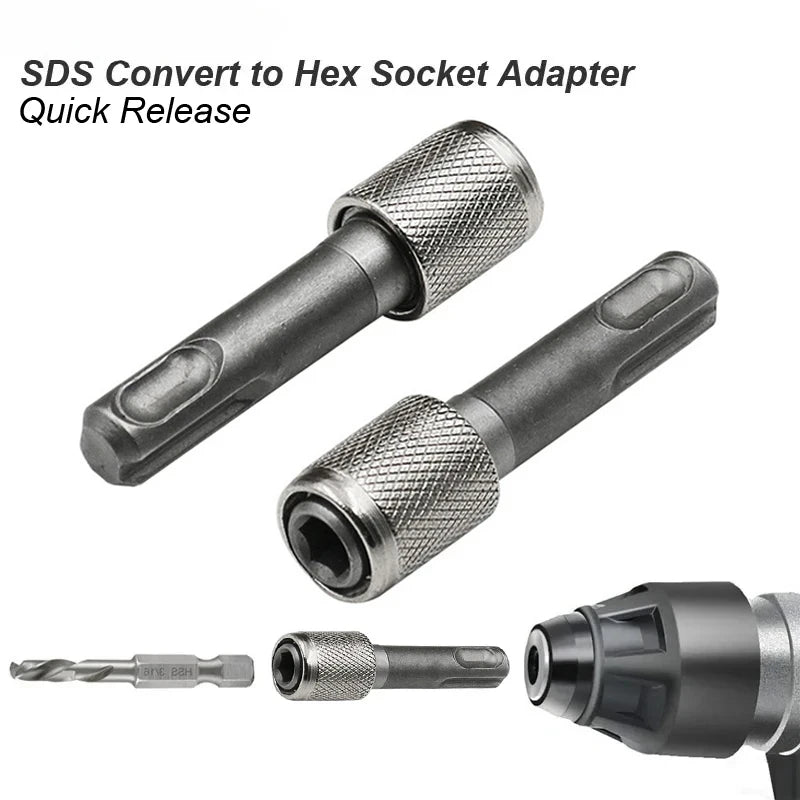 SDS Plus Convert To 1/4 Hex Shank Adapter Hexagonal Converter Electric Hammer Power Screwdriver Bit Holder Socket Impact Driver Oasis Select