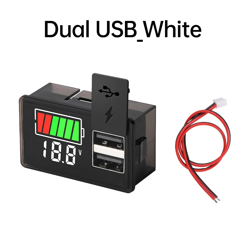 DC 8~30V Type-c USB Car Battery Voltmeter Charge Level Indicator Lithium Battery Capacity Meter Test Display LED Tester Oasis Select White light 1
