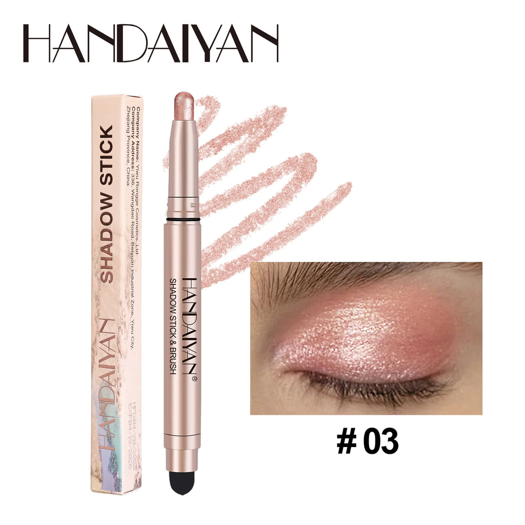 HANDAIYAN 12-Color Waterproof Shimmer Eyeshadow Stick + Brush
