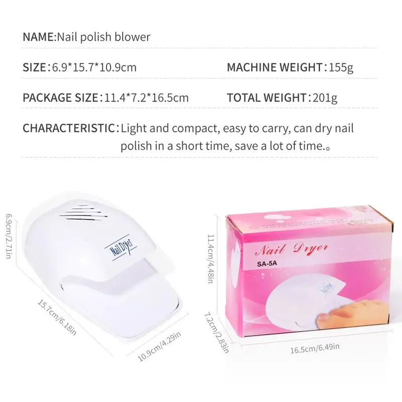 Portable Nail Fan Dryer for Regular Polish | One-Key Operation Nail Fan Dryer Oasis Select