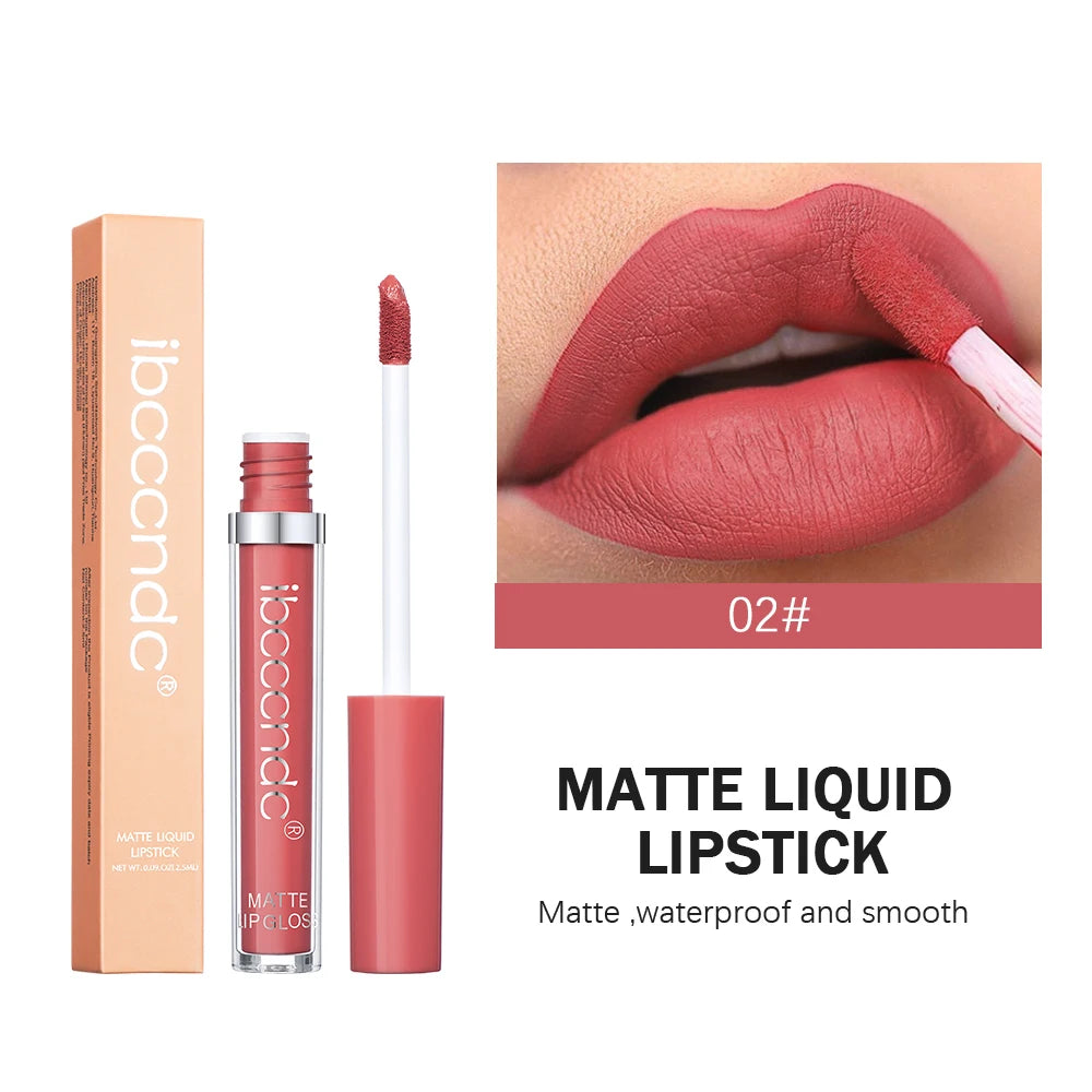 12 Color Matte Velvet Lip Gloss Waterproof Long-lasting Liquid Lipstick Cosmetic Beauty Keep 12 Hours Moist Lip Gloss Makeup Oasis Select 2