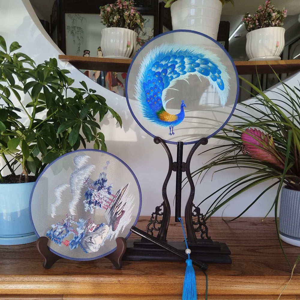 Chinese Silk Embroidered Round Hand Fan | Hanfu Wedding Gift