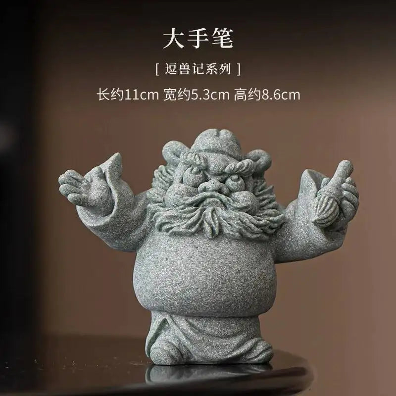 Green Sand Stone Tianshi Zhongkui Tea Pet Ornament Home Indoor Incense Holder Office Desktop Decoration Accessories Oasis Select Big Deal