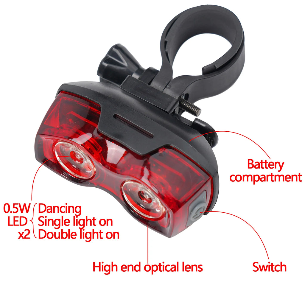 Bicycle Rear Light AAA Batteries High Visibility Red Light Tail Light Horizontal Or Vertical MTB Road Bike Lamp Accessory Oasis Select