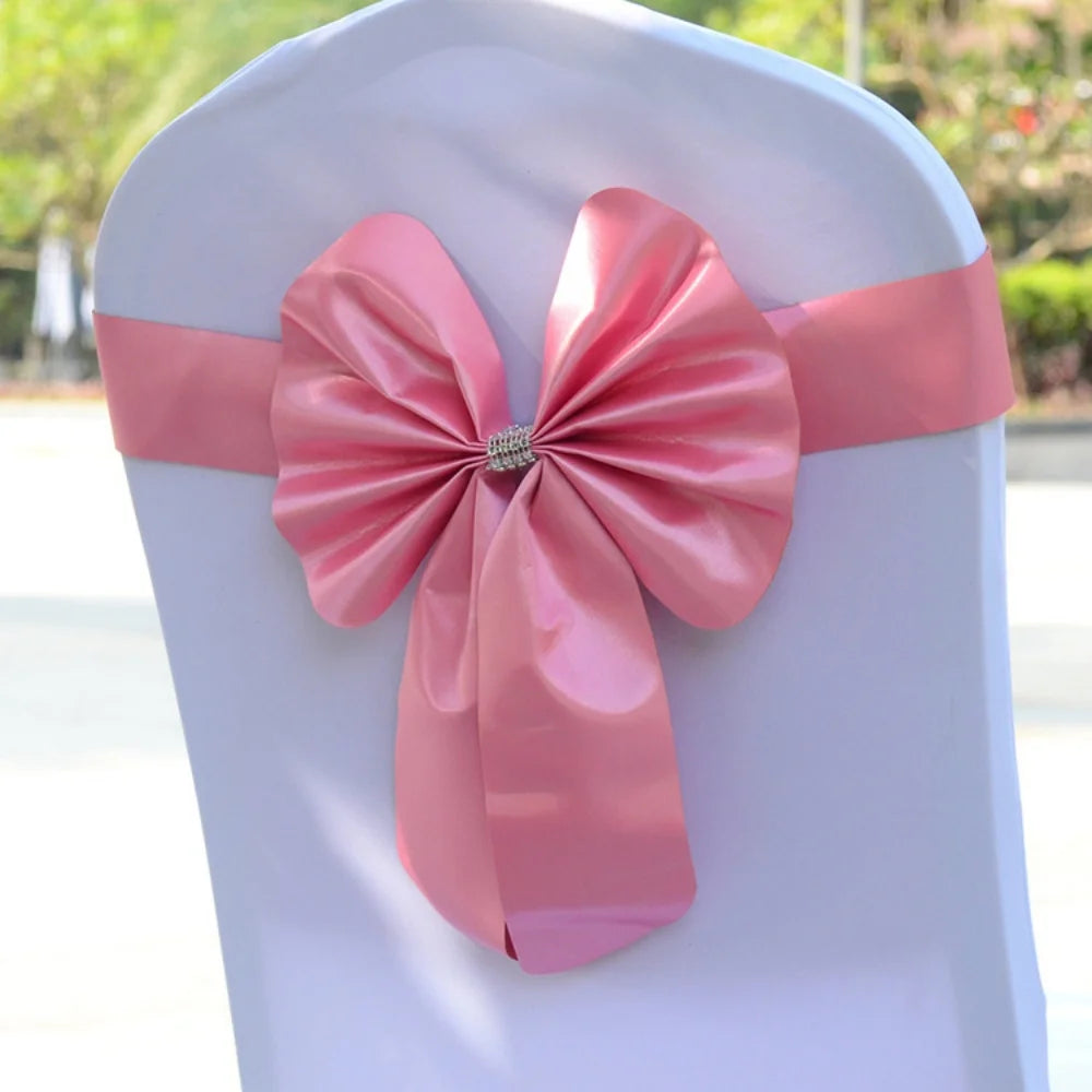 New Sashes Elastic Bow Tie Ready Made Chair Sashes Band For Wedding Party Hotel Banquet Event Decoration Oasis Select Pink