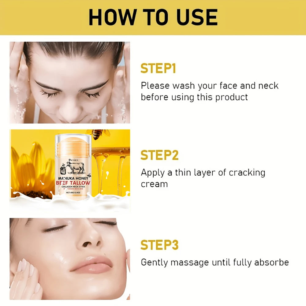 SUYARUN Honey Tallow Neck Care Cream Stick Care Deep Moisturizes and Nourishes Your Dry Rough Skin with Neck Care Cream Oasis Select