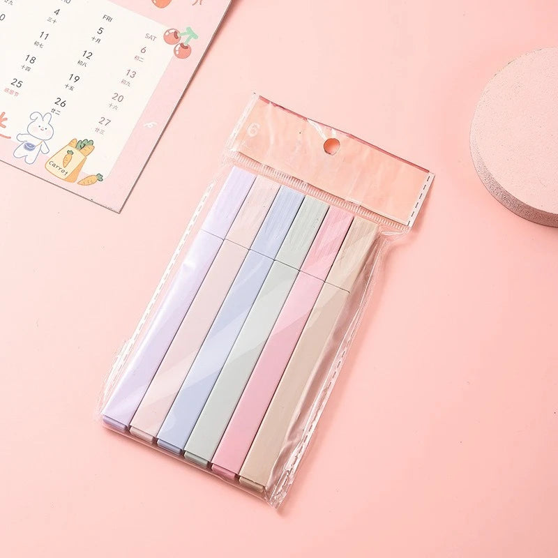 6/12pcs colorful Aesthetic Highlighters Cute Assorted Random Colors, No Bleed With Soft Tip Stationary Markers, For Students Oasis Select 6pcs