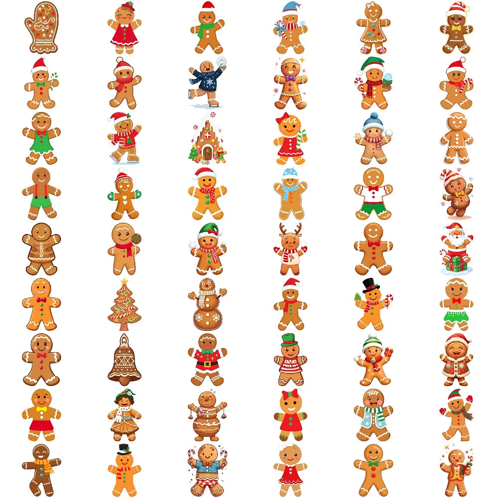 54pcs Christmas Gingerbread Temporary Tattoos – Waterproof Stickers