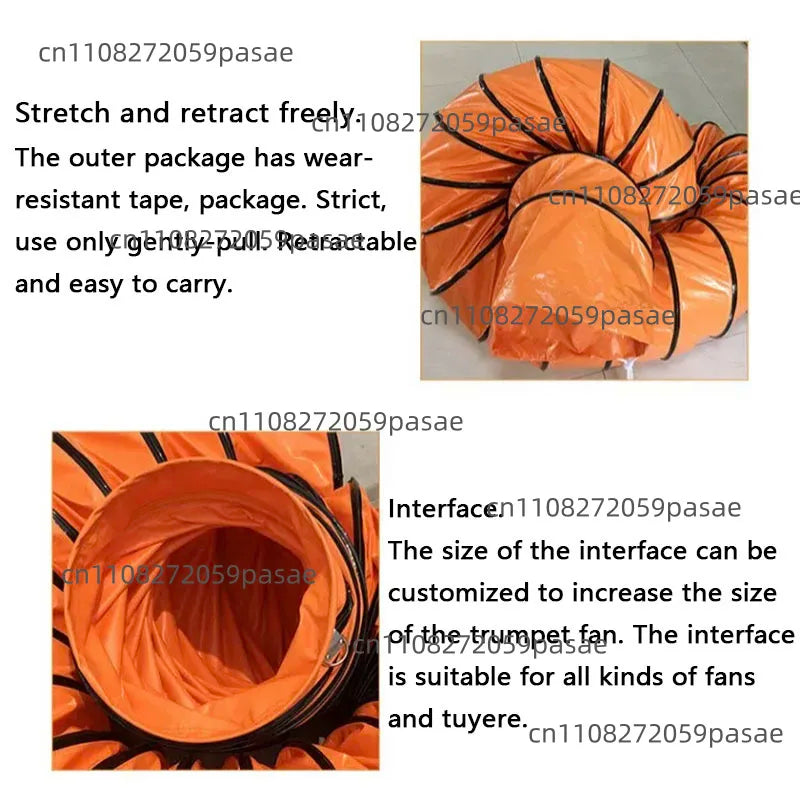 New Telescopic Air Duct Mine Paint Ventilation Pipe High Temperature Resistant PVC Canvas Exhaust Fan Hose Oasis Select