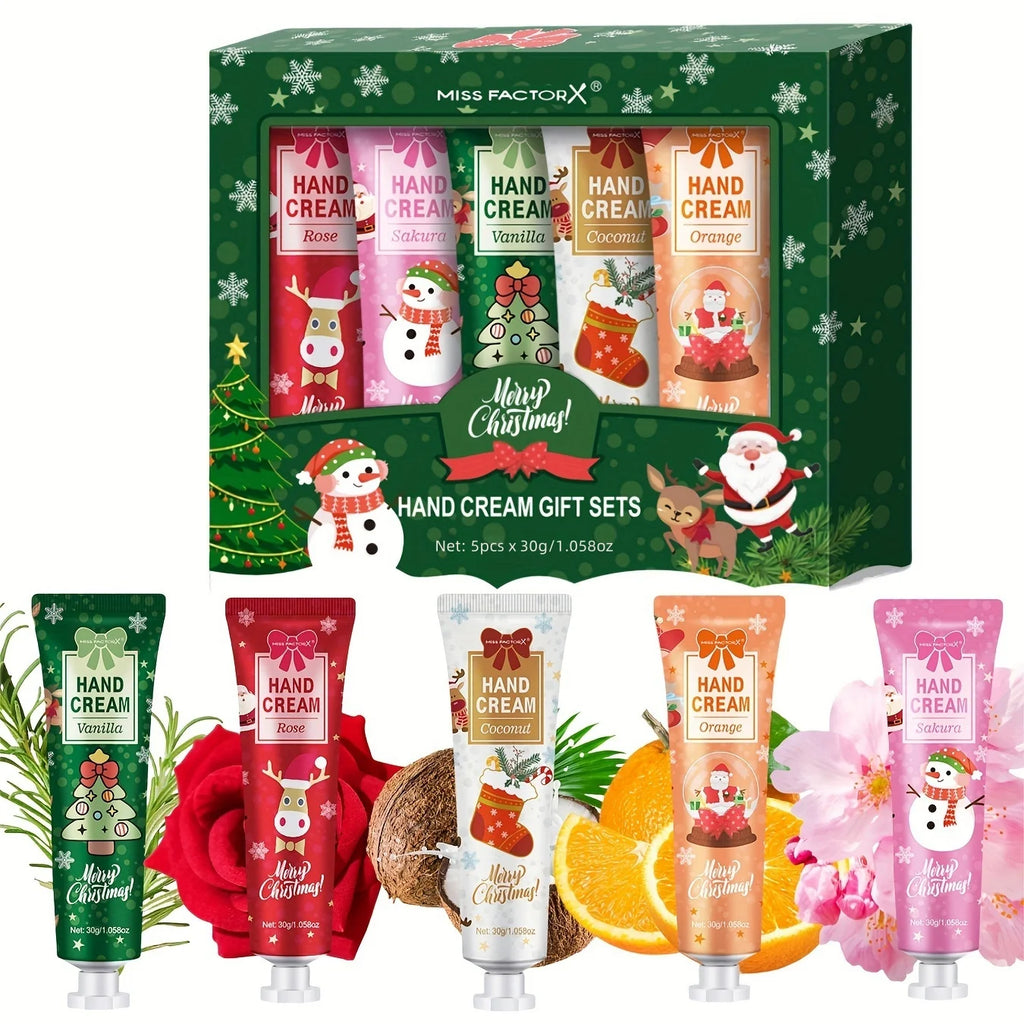 Christmas gift 5/box hand cream set, cream texture, hand cream travel pack, durable moisturizer-30g/piece gift for women Oasis Select
