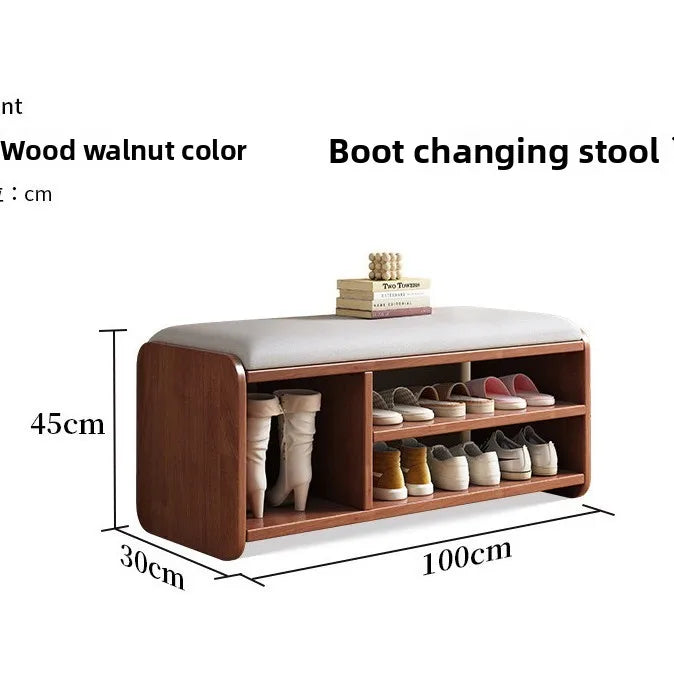 The shoe cabinet changing stool at home, the shoe rack, and the seat stool are integrated into the door. Long strip shoe stool Oasis Select Walnut 100-C