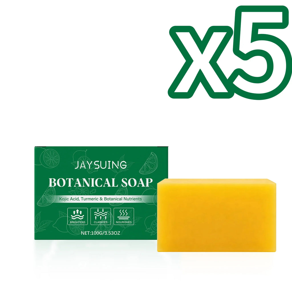 Jaysuing Botanical Soap Deeply Cleanse Skin Remove Dirt Moisturize Dry Skin Gentle Exfoliate Daily Body Wash Turmeric Body Soap Oasis Select 100g Boxed X 5PCS