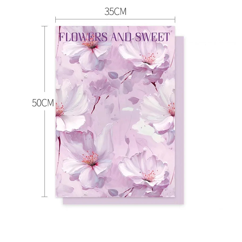 Valentine's Day 3D Oil Painting Wrapping Paper, Korean Wrapping Paper For Flowers , Handmade DIY Materials, Kraft Paper Sheets Oasis Select Light Purple