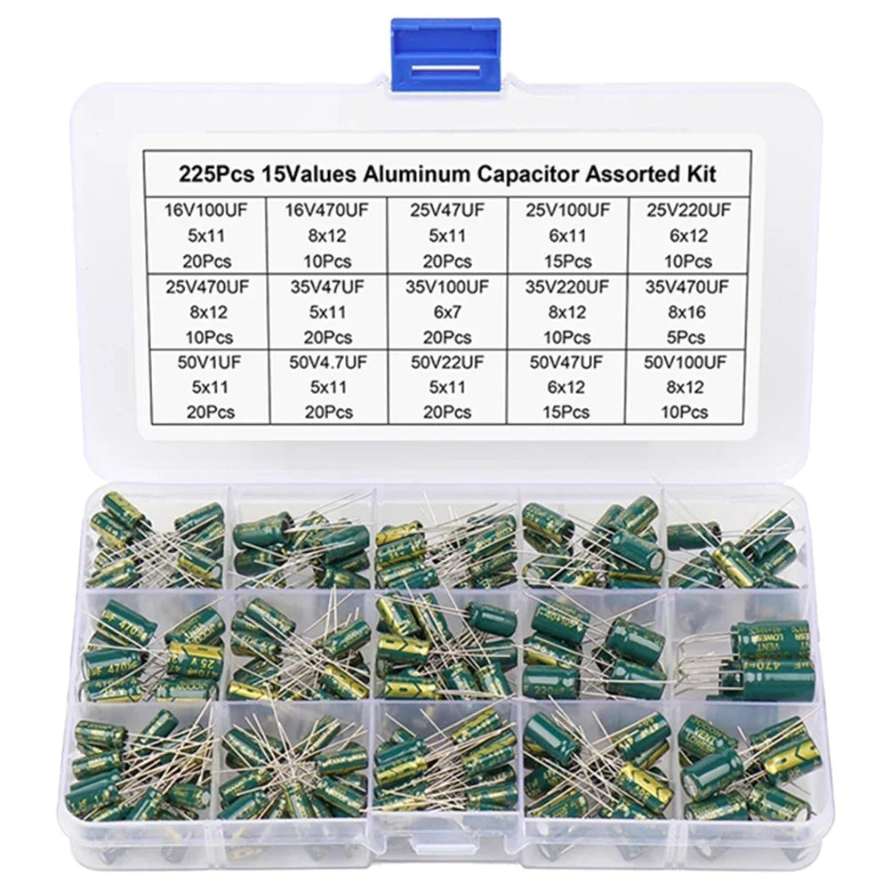 Aluminum Electrolytic Capacitor Kit 225–925Pcs Low ESR 16V–50V Capacitor Assortment Kit Oasis Select