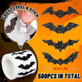 500Pcs/roll Laser Black Bat Waterproof Glitter Self-Adhesive Decals Halloween Bat Stickers For Party Scrap DIY Accessories Oasis Select A