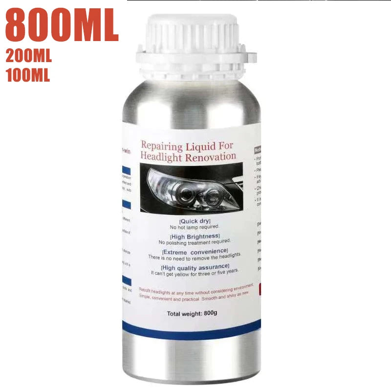 Car Headlight Polishing Liquid Polymer Car Headlamp Renovation Restoration Cleaning Agent 800G/200ml/100ml Auto Repair Products Oasis Select