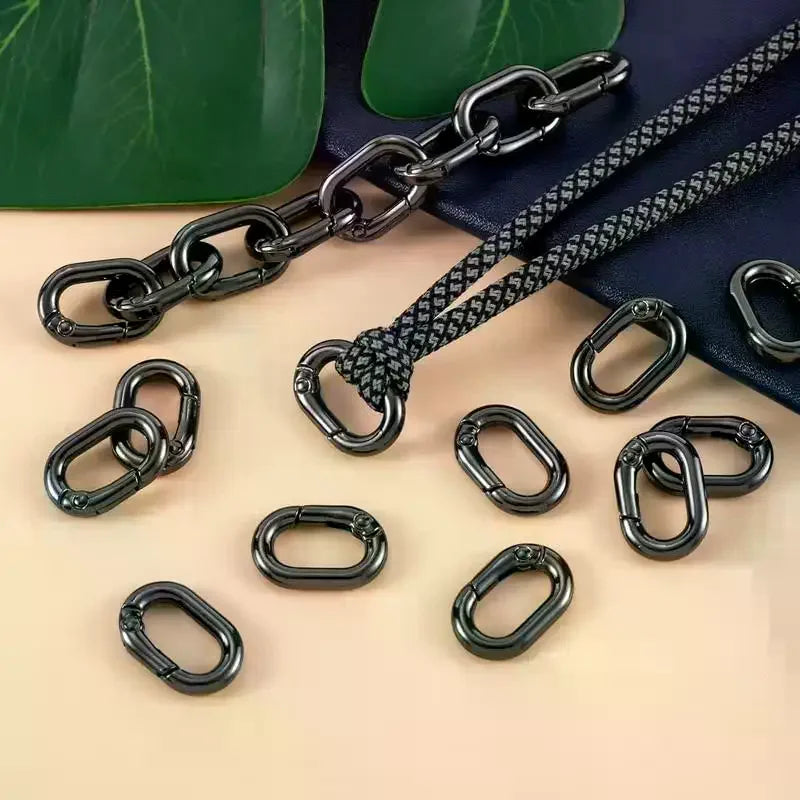 10Pcs Oval Spring Buckle Metal Alloy Design for Bag Strap Keychain Lanyard Adjustment Fastener Accessory Supplies Oasis Select