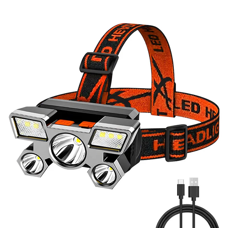 KDULIT 5 LED Rechargeable Headlamp | 18650 Battery & Waterproof
