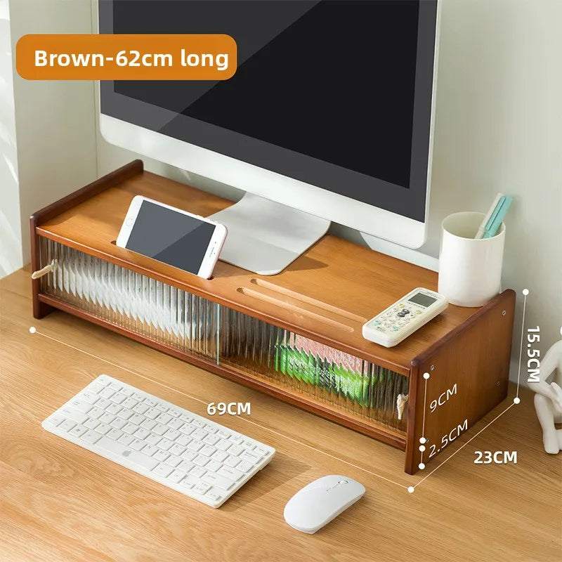Multi-functional Computer Heightening Rack Monitor Bracket Bracket Heightening Base Desktop Desktop Storage Shelf Desk Shelf Oasis Select Brown B