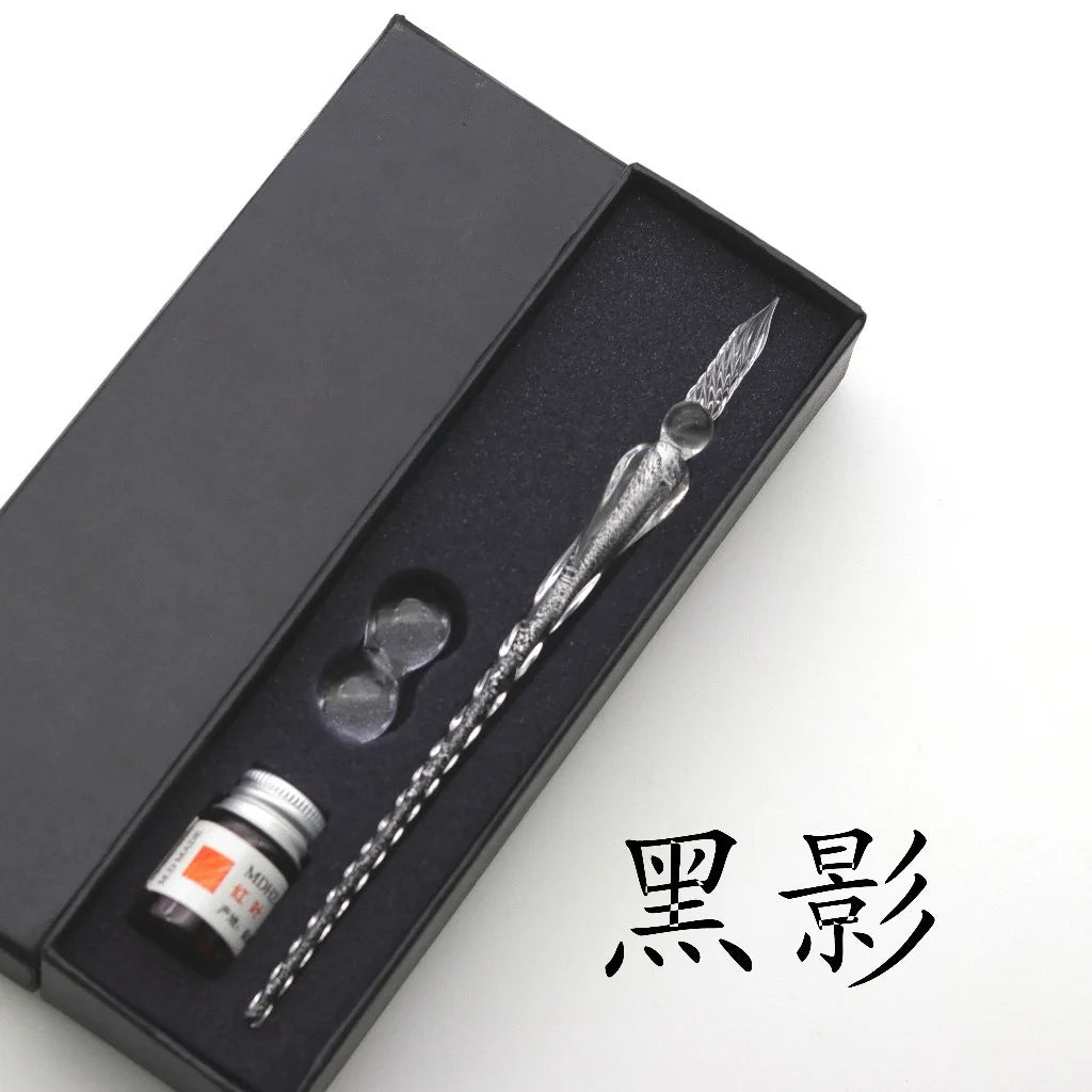 Star glass pen dipped in fountain pen gift box gold powder color ink set for students, net red Tiktok creative gift pen Oasis Select 18