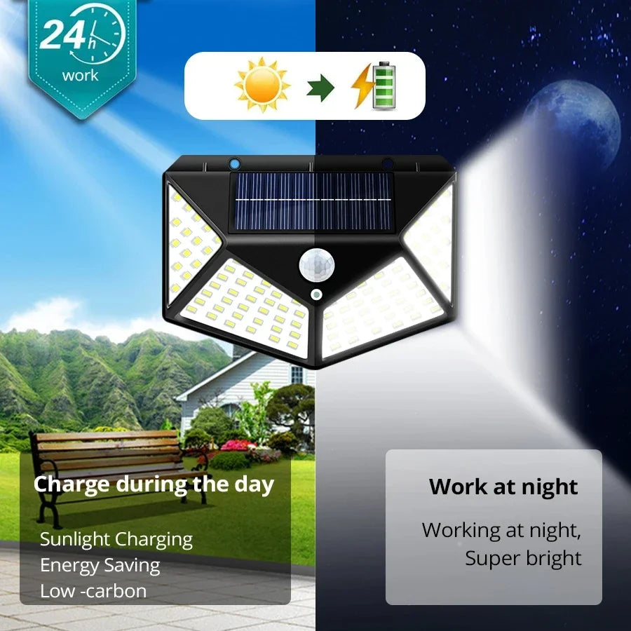 LED Solar Lights Outdoor Waterproof External Solar Lamp Motion Sensor Garden Lights Solar Power Sunlight Yard Wall Street Light Oasis Select