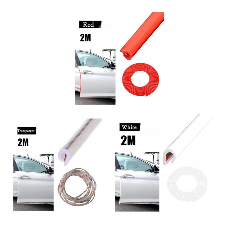 1/2/3pcs Door Anti-Collision Strip Car Door Border Scratching Anti-Collision Hood Protection Strip Door For General Purpose Oasis Select 3pcs mix-2m 1