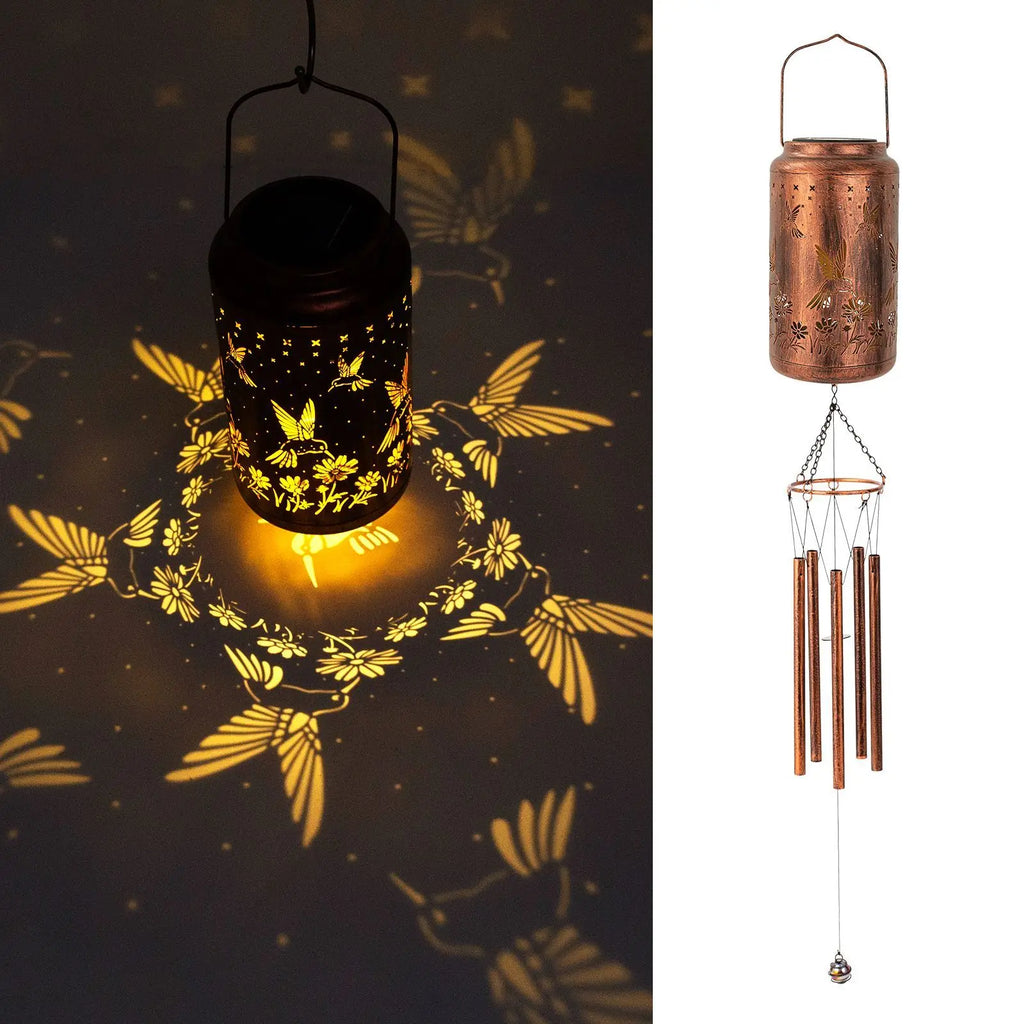 Wind Chime Pendants Solar Lamps Romantic Mapping Wind Chime Courtyard Outdoor and Indoor Creative Retro Decorative Atmosphere Oasis Select Bird chimes 0-5W