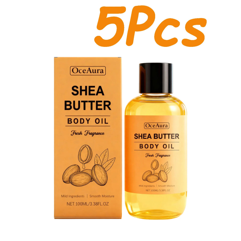 OceAura Shea Butter Body Oil – Fast-Absorbing Dry Skin 100ml Shea Butter Body Oil Oasis Select 5 x 100ml Boxed