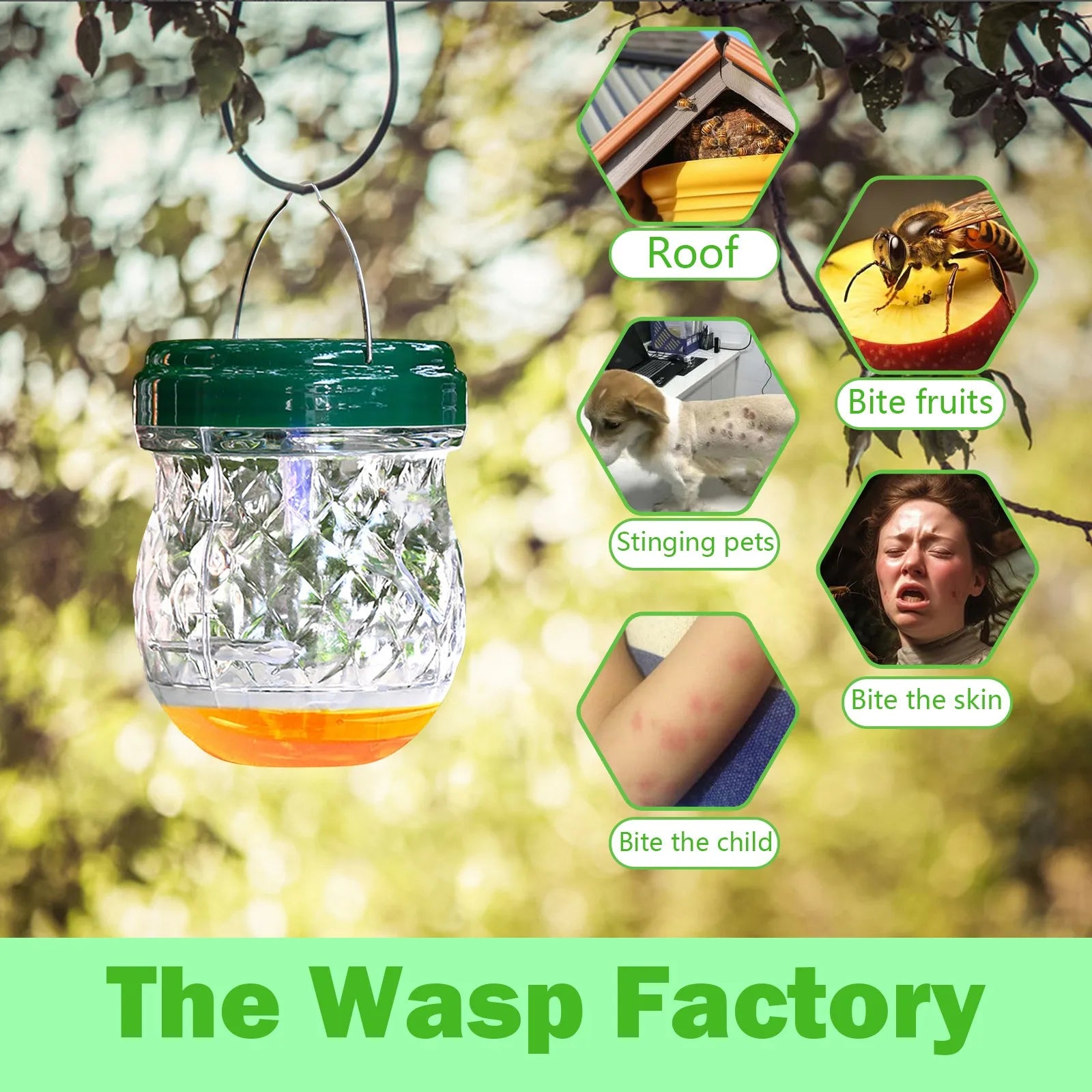 Hornet Trap Hanging Hornets Bee Fly Catcher Wasp Repellent Reusable Non-toxic Pest Control for Home Farm Garden Supplies Oasis Select