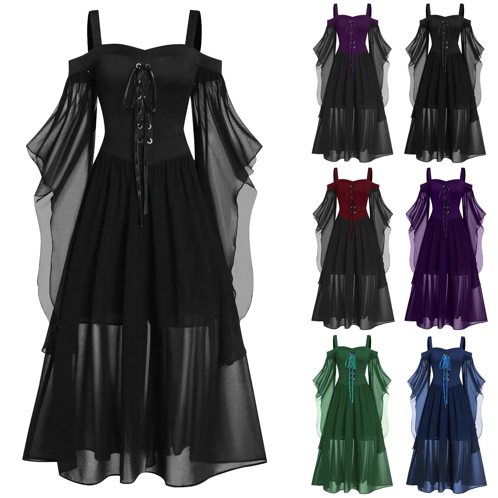 Women's Medieval Witch Gothic Dress | Plus Size Halloween Costume Halloween Costume Dress Oasis Select