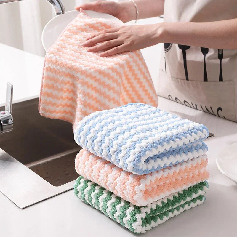 5/10pcs Microfiber Kitchen Dish Cloth Super Absorbent Cleaning Cloth Non-Stick Oil Wipe Rags Household Cleaning Towels Tools Oasis Select