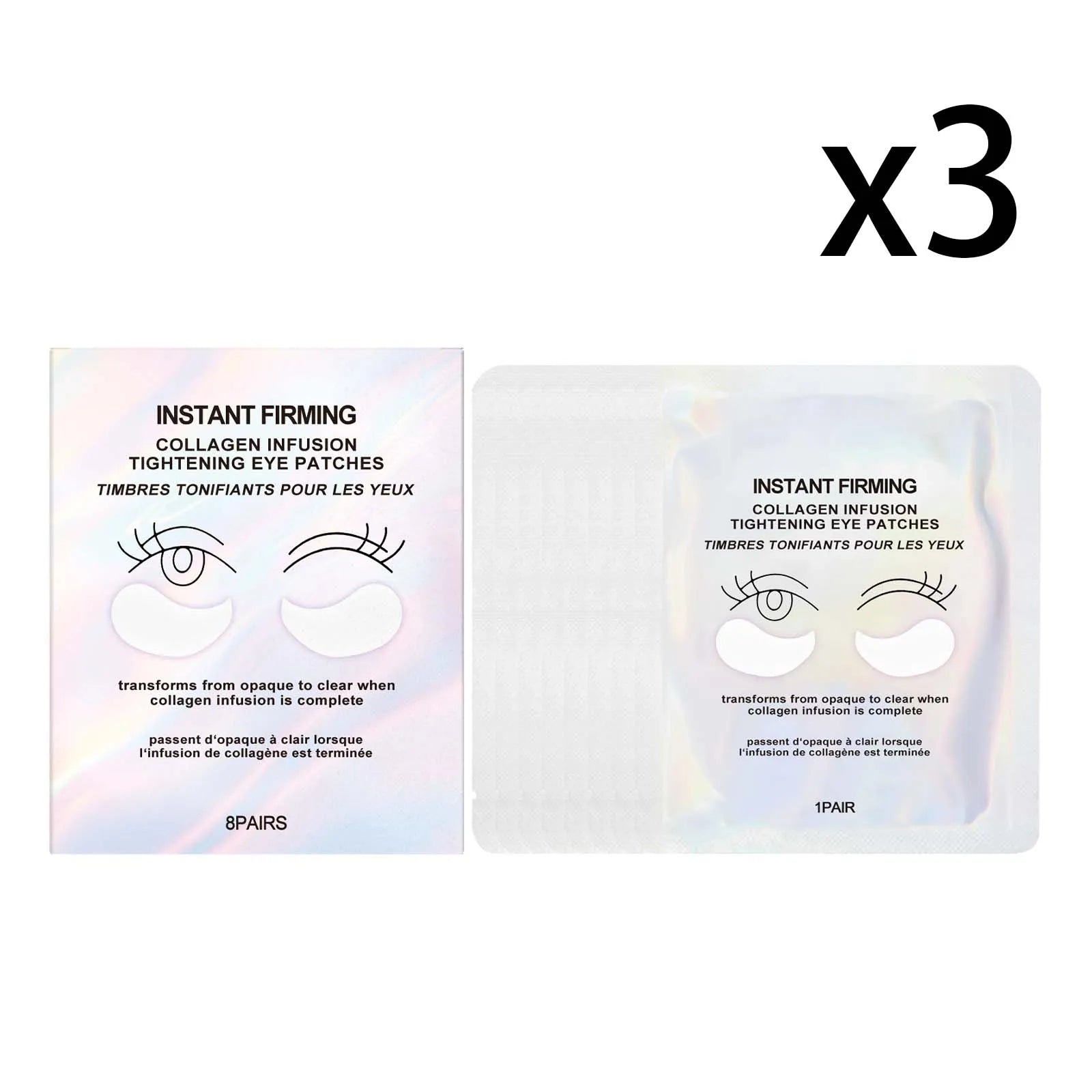 Collagen Firming Eye Membrane Anti Dark Circles Removal Eyes Bags Reduce Fine Lines Long Lasting Hydration Moisturizing Eye Mask Oasis Select 3x8 PAIRS