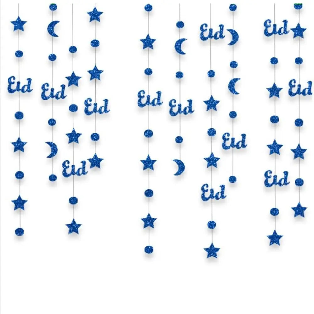 Eid Mubarak Glitter Banner – Gold Silver Ramadan Kareem Decor