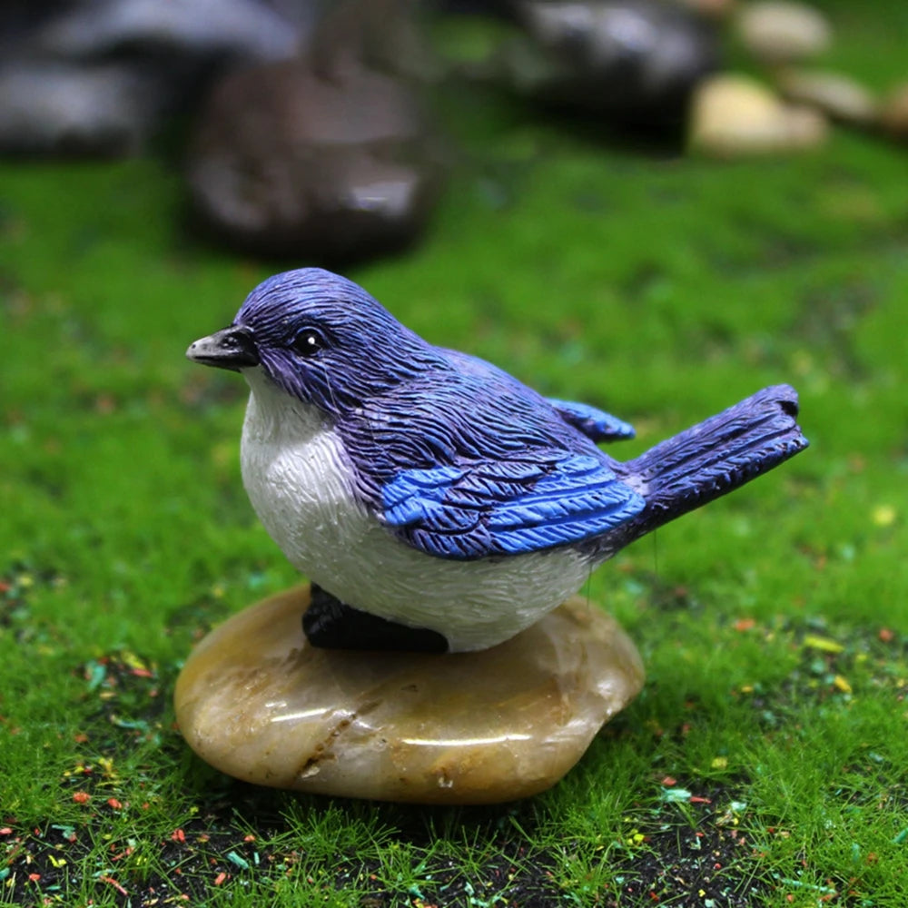 Crafts Dollhouse Little Birds Animal Model Succulent Plant Home Decor Fairy Garden Decor Micro Landscape Miniature Figurines Oasis Select M-Blue Bird