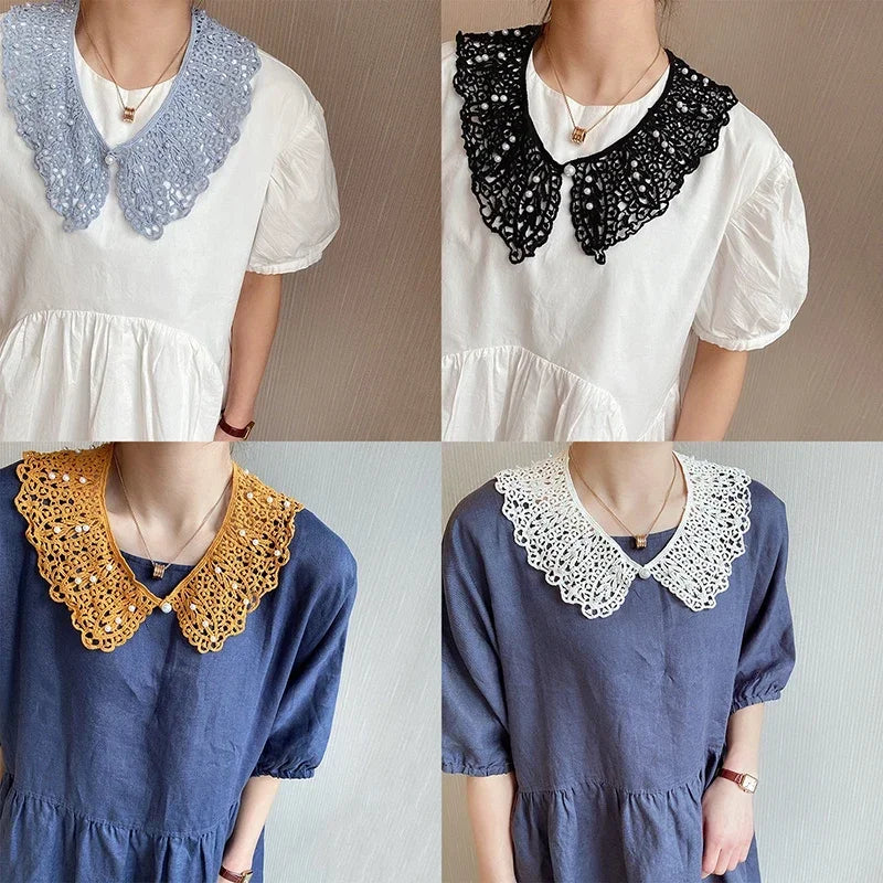 Detachable Lace Doll Collar with Pearl Shoulder Decoration Detachable Lace Collar Oasis Select