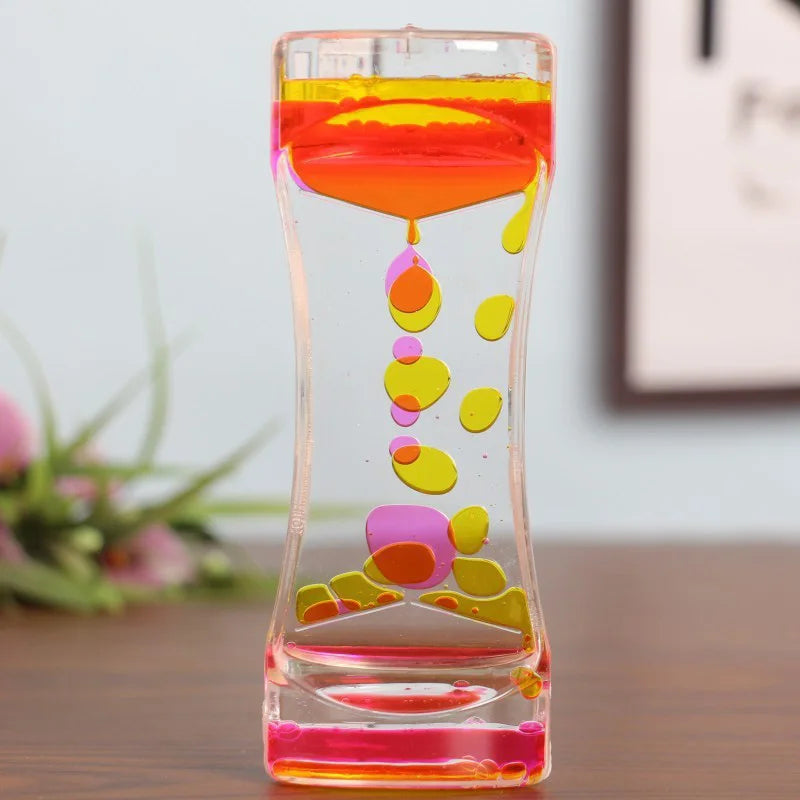Hourglass Timer Double Colors Oil Hourglass Liquid Floating Motion Bubbles Timer Desk Decors Descending Sensory Bubbles Kids Toy Oasis Select C