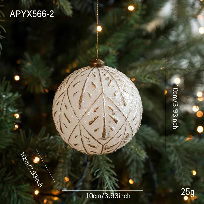 White Gold Matte Christmas Ball Ornament | Snowflake Pendant