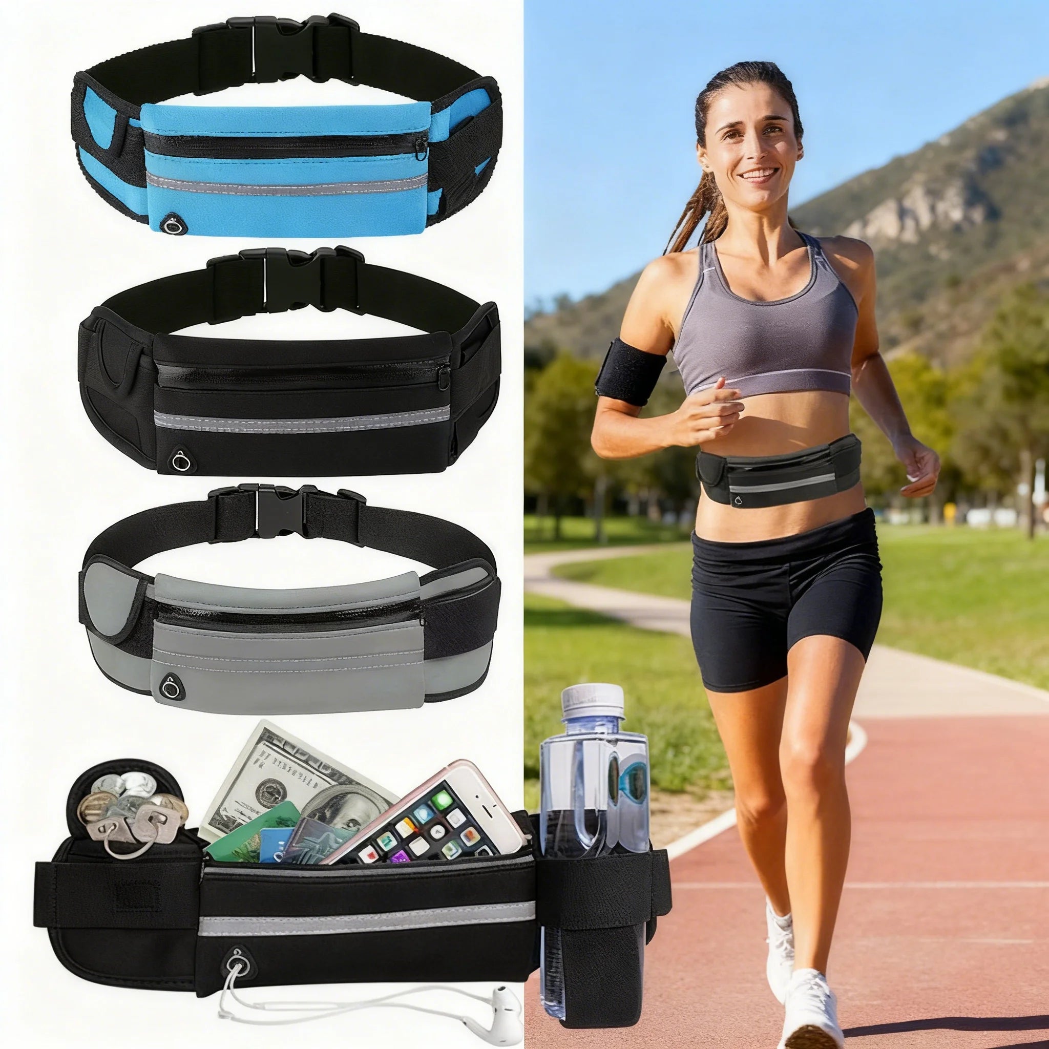 Marathon Phone Bag With Water kettle compartment, Mobile Sports Waist Bag, Outdoor Sports Waterproof Multifunctional Running Bag Oasis Select