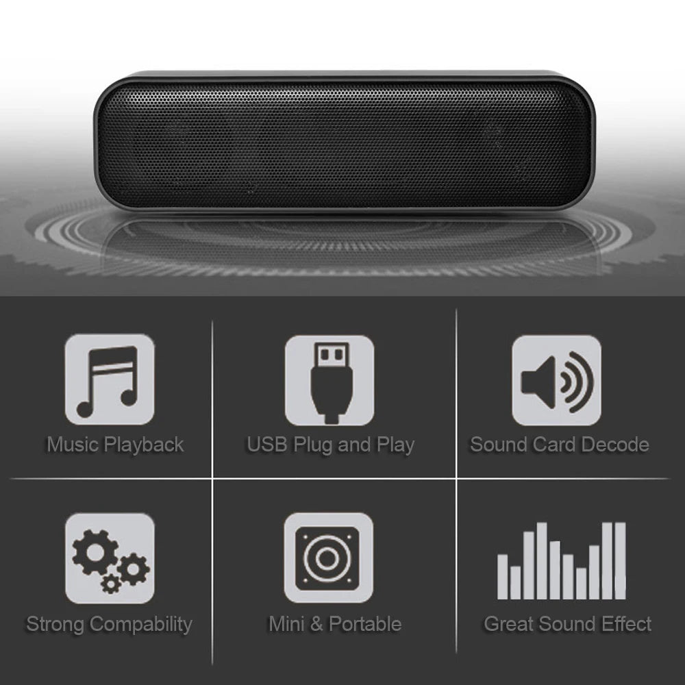 AyeBeau USB Wired Desktop Soundbar Speaker 6W – PC, Laptop & TV