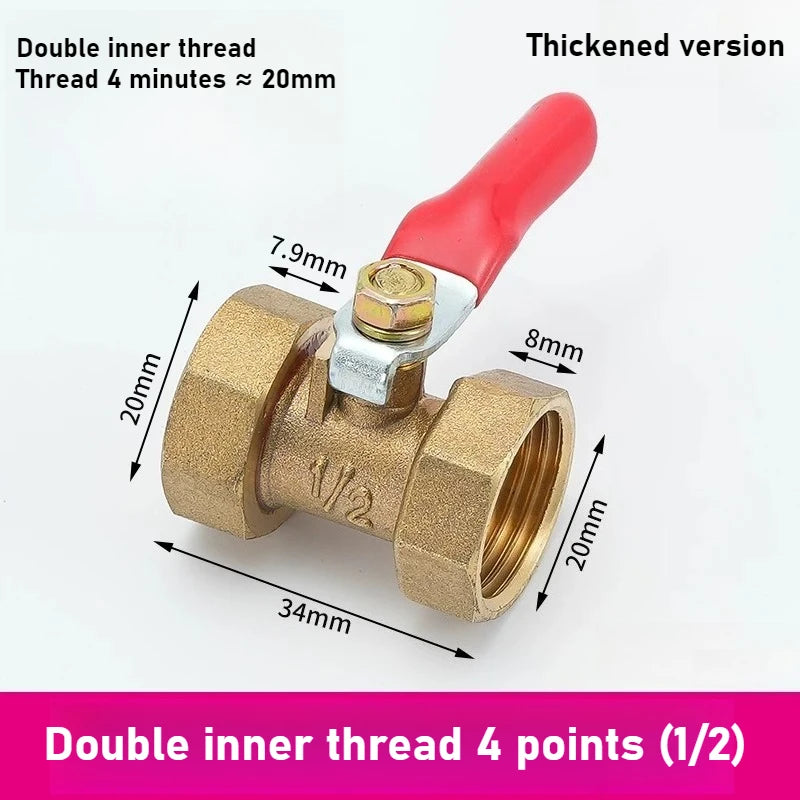 Pneumatic Copper Ball Valve Baota Red Handle Small Switch 1 3 4 Point 1/4 Vent Pipe Ball Valve Oasis Select Thick Double inside4 1PCS