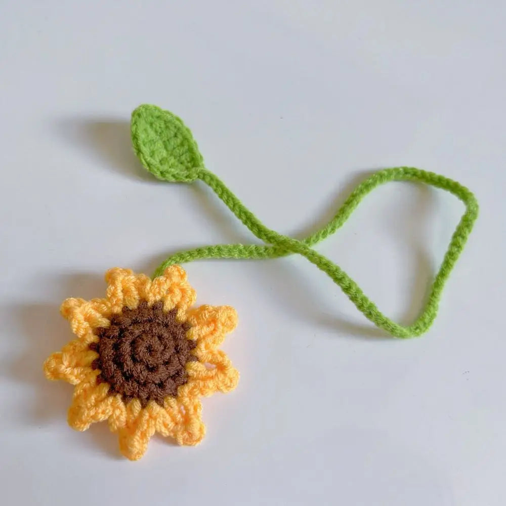 1pc Sunflower Bookmark - Flower Bookmarks For Women Unique Bookmark Handmade Knitted Ideal Gift For Book Lovers Oasis Select 1