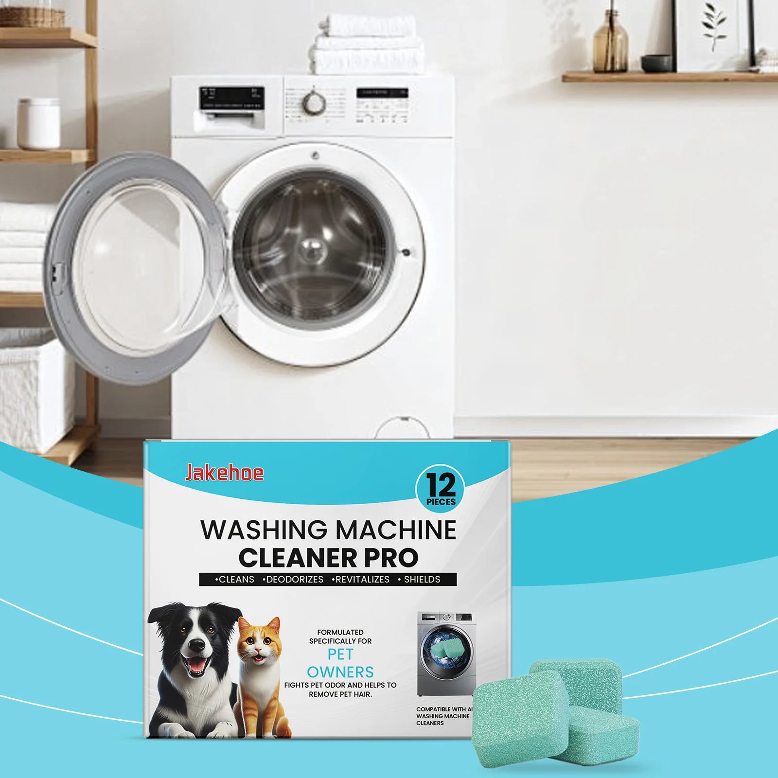 Washing Machine Cleaner for Pet Owners Eliminating Pet Odors Remove Pet Hair Cleaning Washing Machine Slots Cleaning Agent 12PCS Oasis Select
